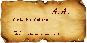 Andorka Ambrus névjegykártya